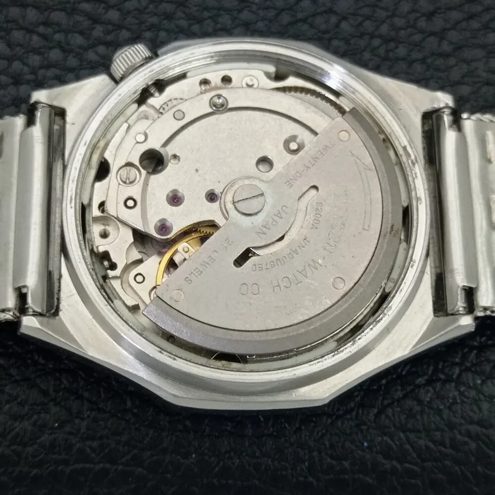 Vintage 1982 Citizen Automatic Mens Silver Watch W/daydate & Gold accents